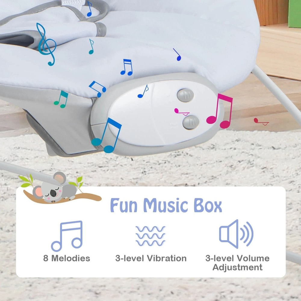 Portable Baby Bouncer Rocker Seat With Vibration Detachable Toy Bar Ideal Infant Soothing Chair Fo 3