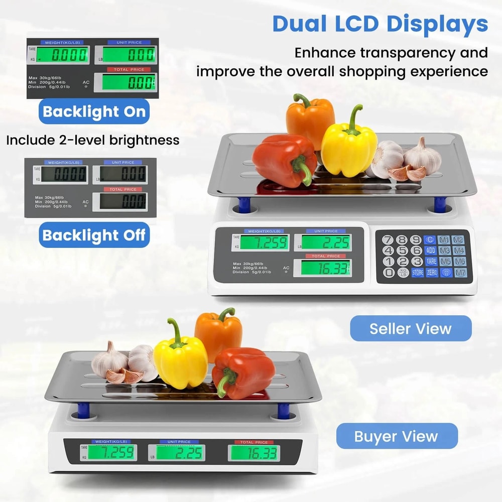 Price Computing Scale With Dual LCD Displays Rechargeable Battery Efficient Pricing Solution For B 5