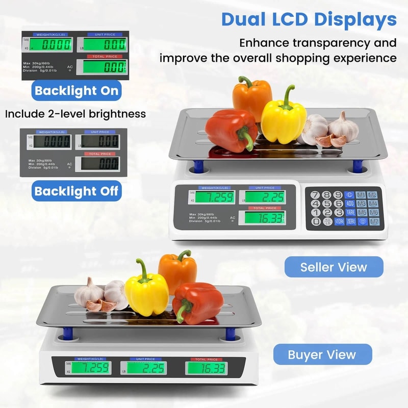 Price Computing Scale With Dual LCD Displays Rechargeable Battery Efficient Pricing Solution For B 5
