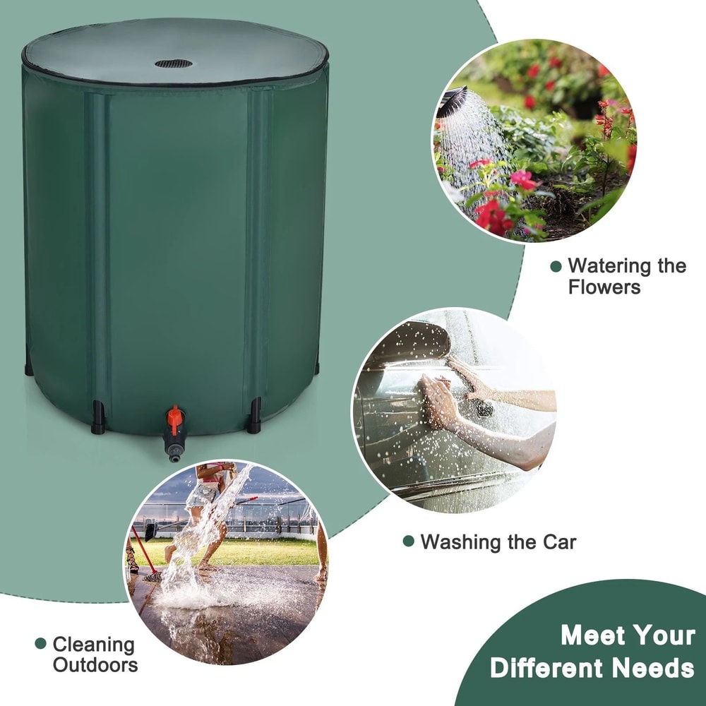 60 Gallon Portable Rain Barrel With Spigot Filter Collapsible Tank 4