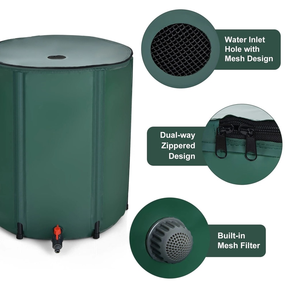 60 Gallon Portable Rain Barrel With Spigot Filter Collapsible Tank 5