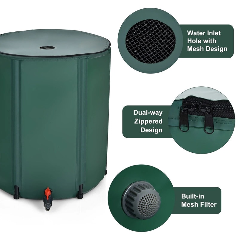 60 Gallon Portable Rain Barrel With Spigot Filter Collapsible Tank 5