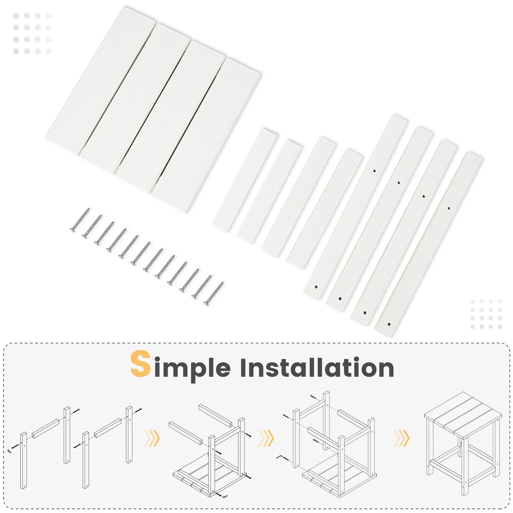 White Patio Adirondack Side Table Weather Resistant HDPE Garden Table For Outdoor Use 8