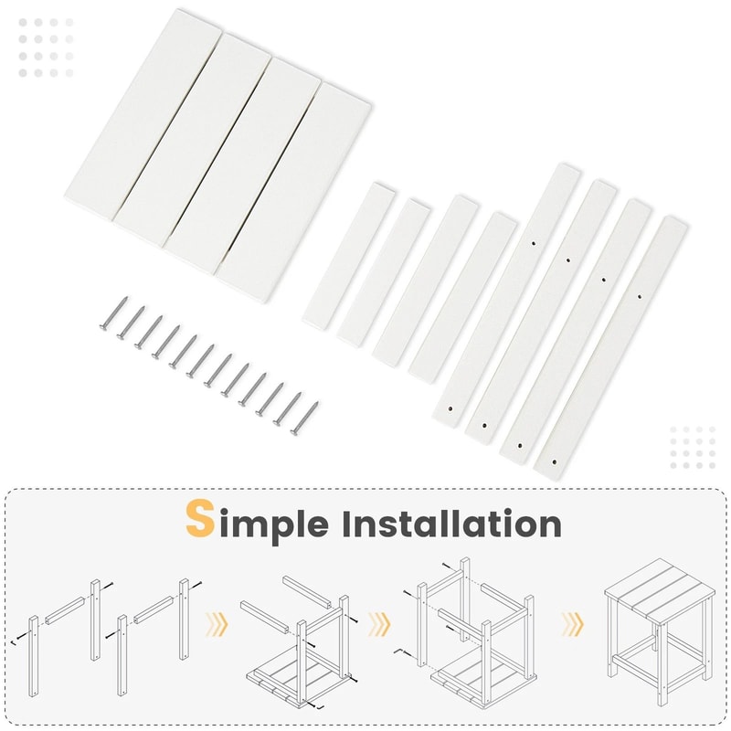 White Patio Adirondack Side Table Weather Resistant HDPE Garden Table For Outdoor Use 8