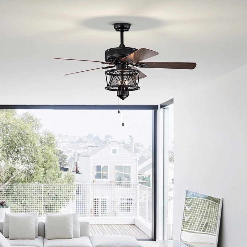 Ceiling Fan With Lights Reversible Blades Pull Chain Control For Living Room 0