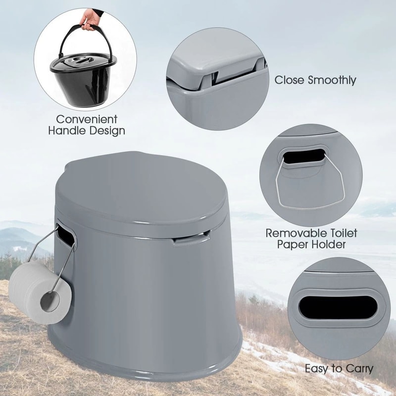 Portable Travel Toilet With Paper Holder For Outdoor Camping And Hiking 2