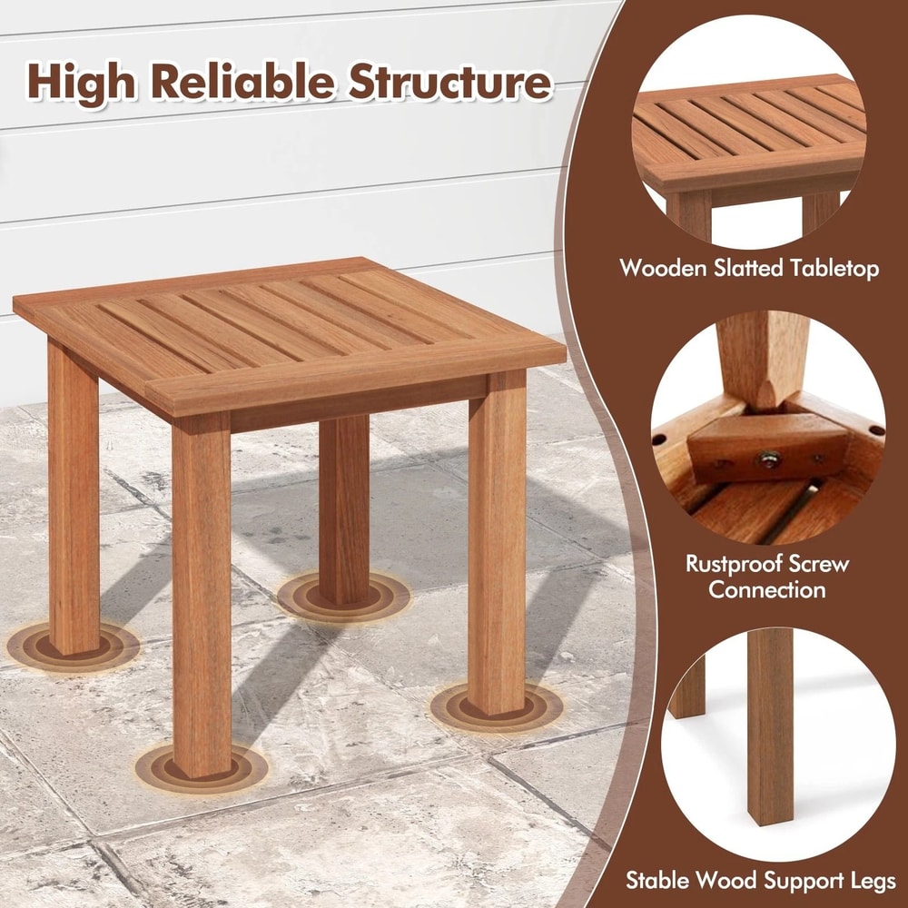 Patio Side Table All Weather Outdoor Hardwood End Table For Garden Or Bistro 2