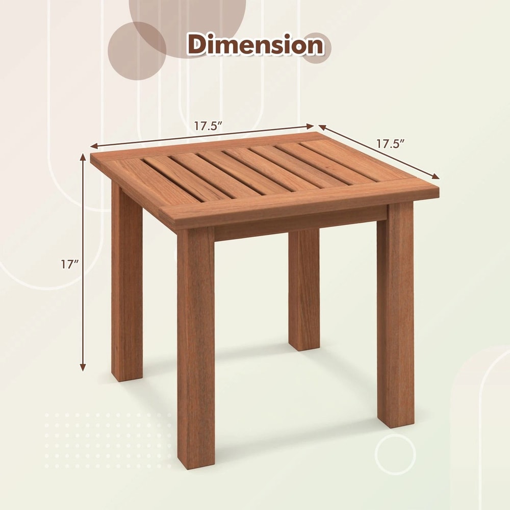Patio Side Table All Weather Outdoor Hardwood End Table For Garden Or Bistro 7