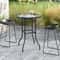 Patio Round Counter Height Bar Table With Tempered Glass Top Ideal For Poolside And Outdoor Gatheri 0