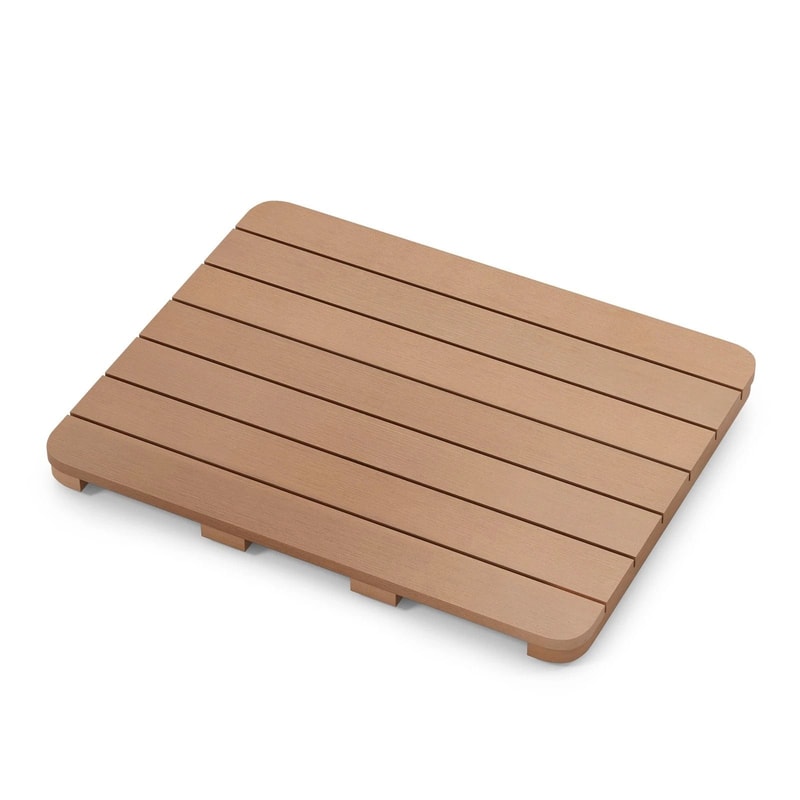 Waterproof Non Slip Slatted Bath Mat Easy To Clean Stylish Brown Shower Mat 9