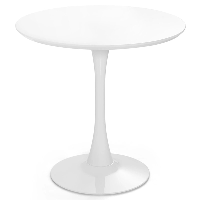 Modern Tulip Dining Table With White MDF Top Metal Pedestal Base 9