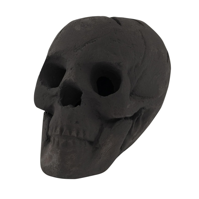 Ceramic Fireproof Fire Pit Skull Reusable Black Gas Fire Pit Accessory 1