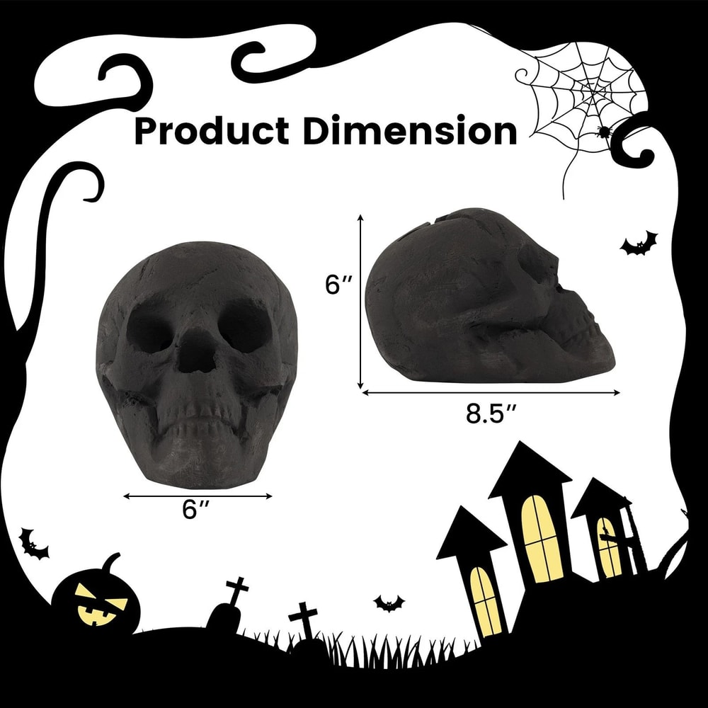 Ceramic Fireproof Fire Pit Skull Reusable Black Gas Fire Pit Accessory 10