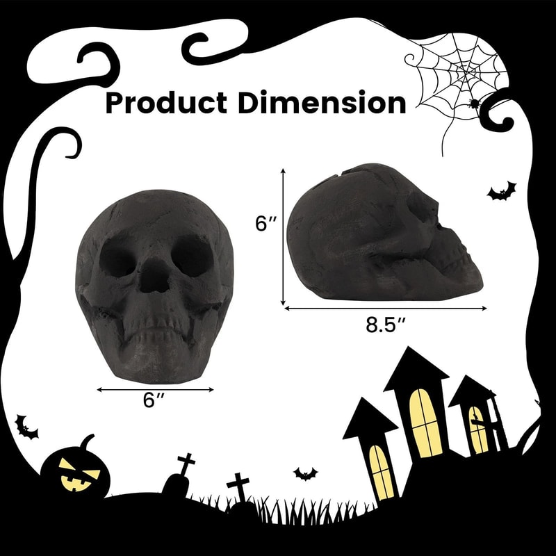 Ceramic Fireproof Fire Pit Skull Reusable Black Gas Fire Pit Accessory 10