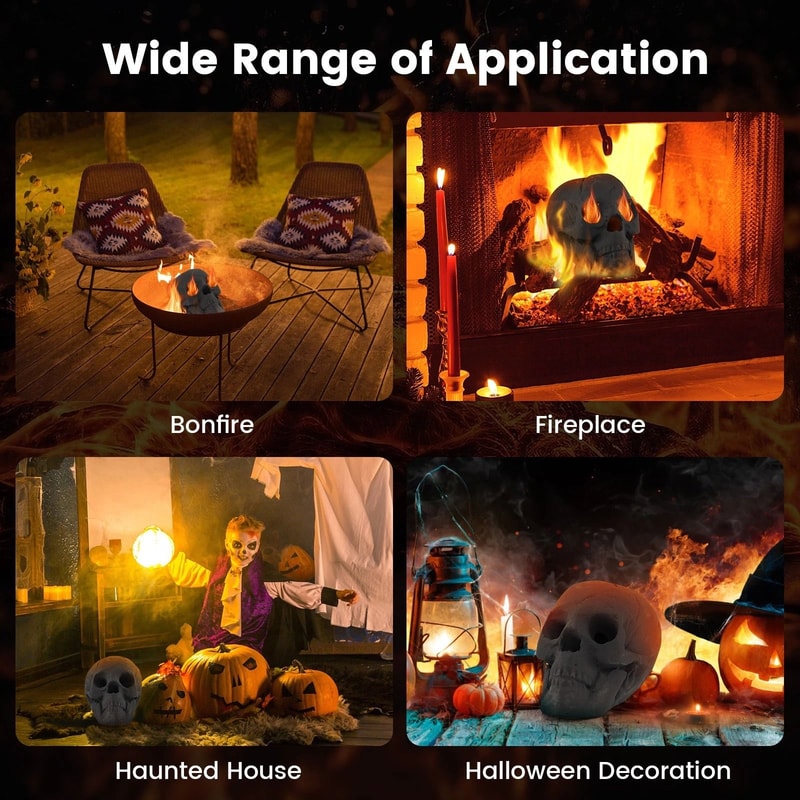 Ceramic Fireproof Fire Pit Skull Reusable Black Gas Fire Pit Accessory 3
