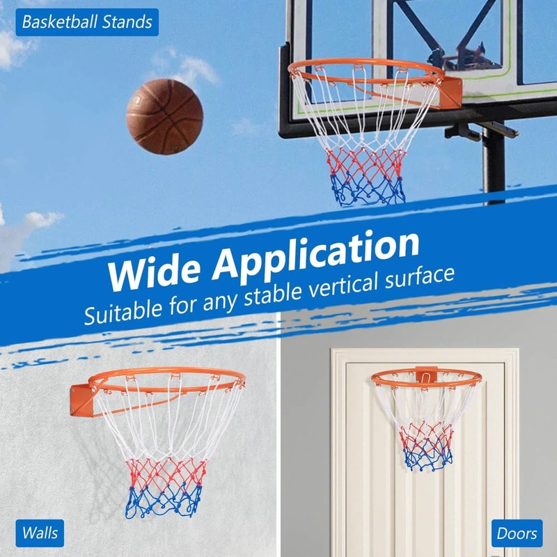 Wall Mounted Basketball Hoop With Durable All Weather Net IndoorOutdoor Fun 2
