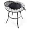 Round Outdoor Fire Pit Table Wood Burning Heater With Mesh Cover Fire Poker 1