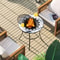 Round Outdoor Fire Pit Table Wood Burning Heater With Mesh Cover Fire Poker 3
