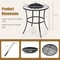 Round Outdoor Fire Pit Table Wood Burning Heater With Mesh Cover Fire Poker 8