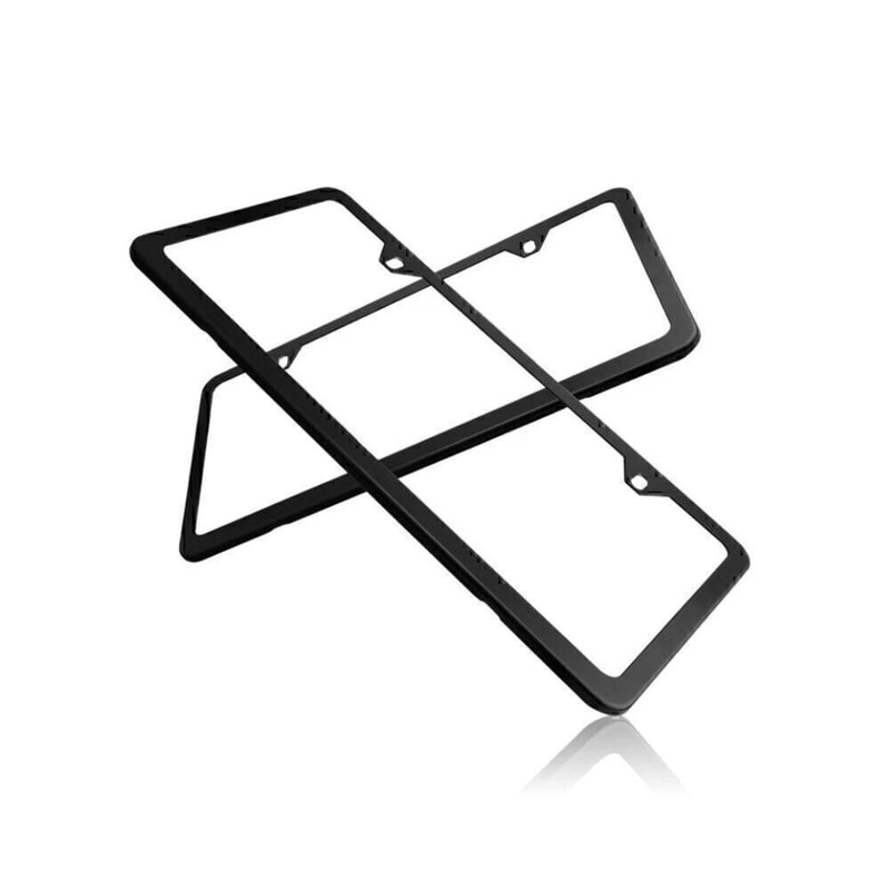 Premium Stainless Steel License Plate Frame With Screw Caps Thin 2 Hole Design Sleek Black 1