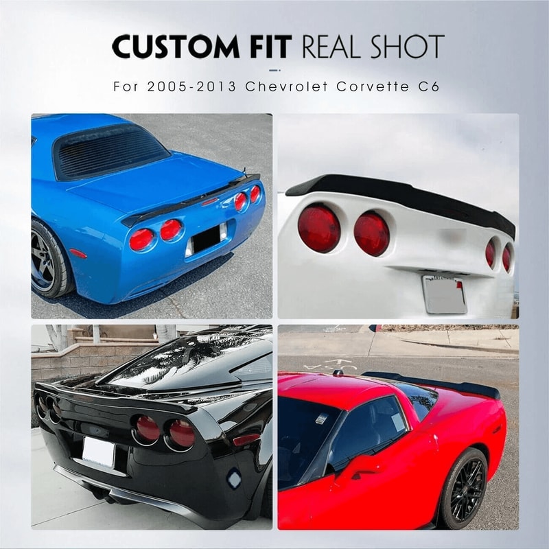 Rear Trunk Wing Spoiler For Corvette C6 Base Z06 ZR1 Gloss Black Self Adhesive 4
