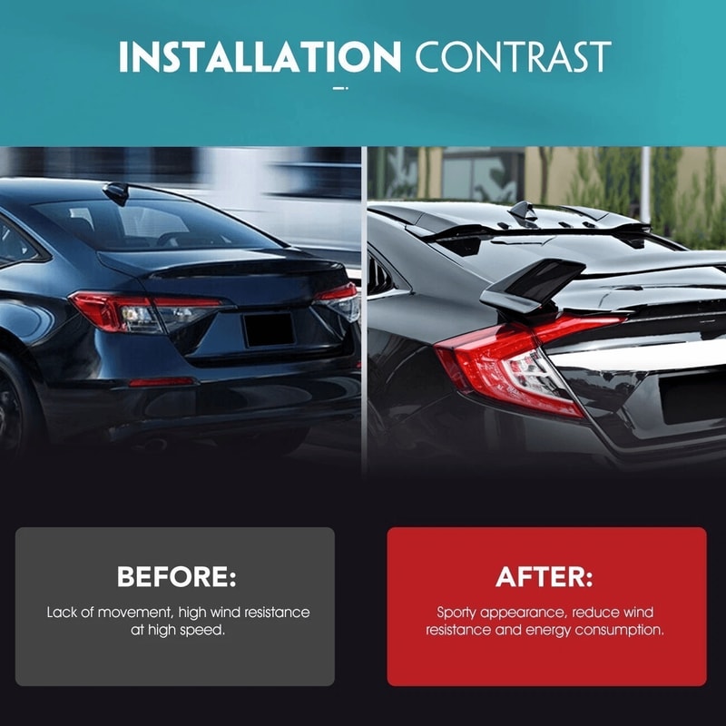 Window Rear Roof Spoiler For Honda Civic Glossy Black Durable Stylish Upgrade 13