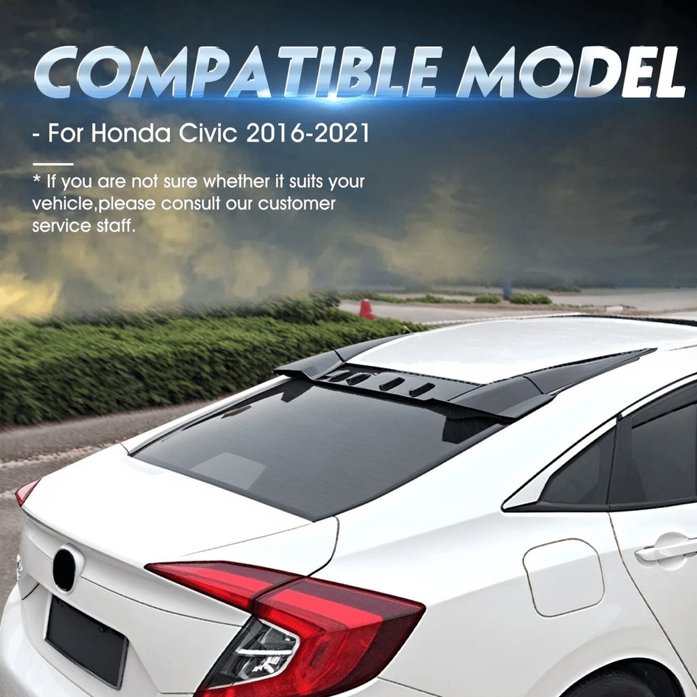 Window Rear Roof Spoiler For Honda Civic Glossy Black Durable Stylish Upgrade 14