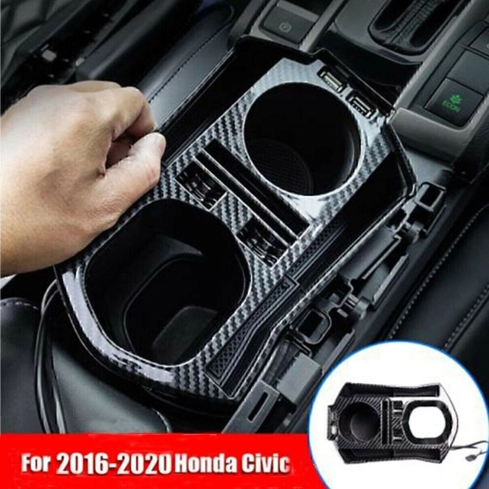 Honda Civic Carbon Fiber Console Organizer Cup Holder Insert For Sedan 11