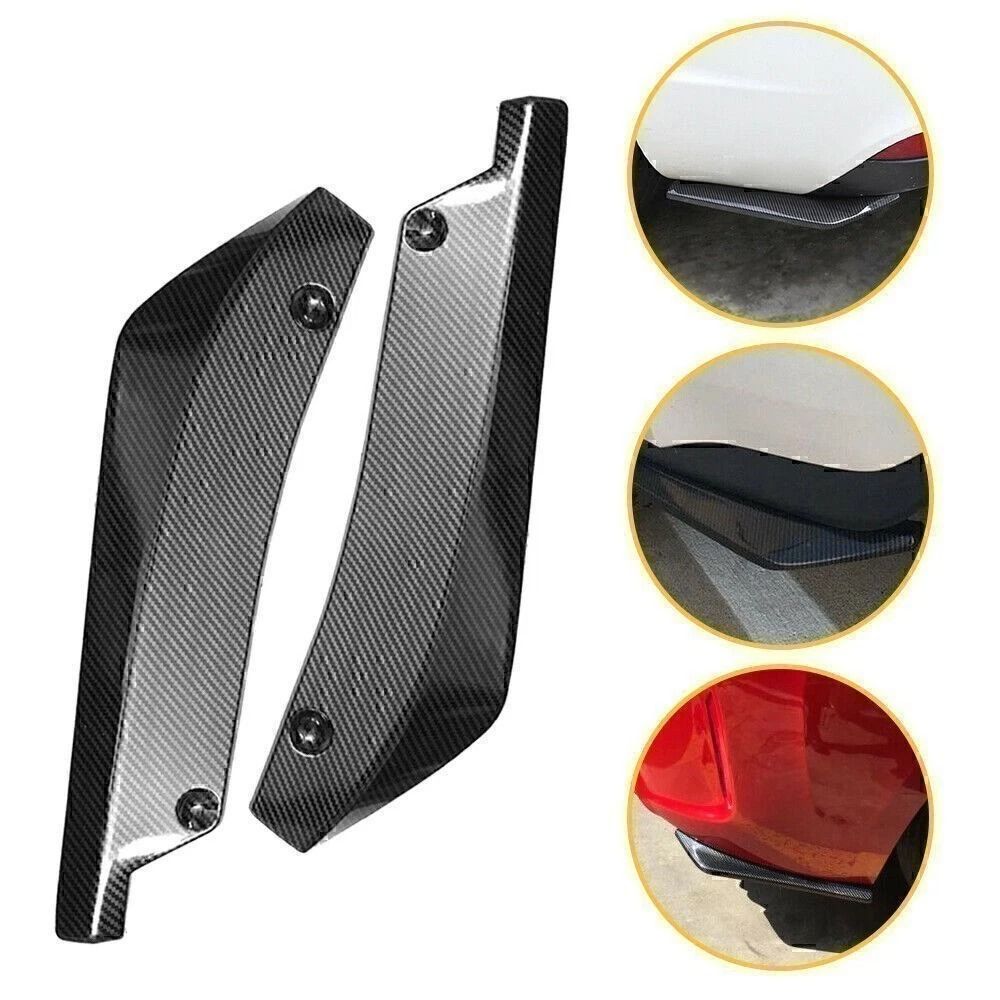 Universal Rear Bumper Diffuser Canards Carbon Fiber Style Splitter Protectors For Dodge And More 4