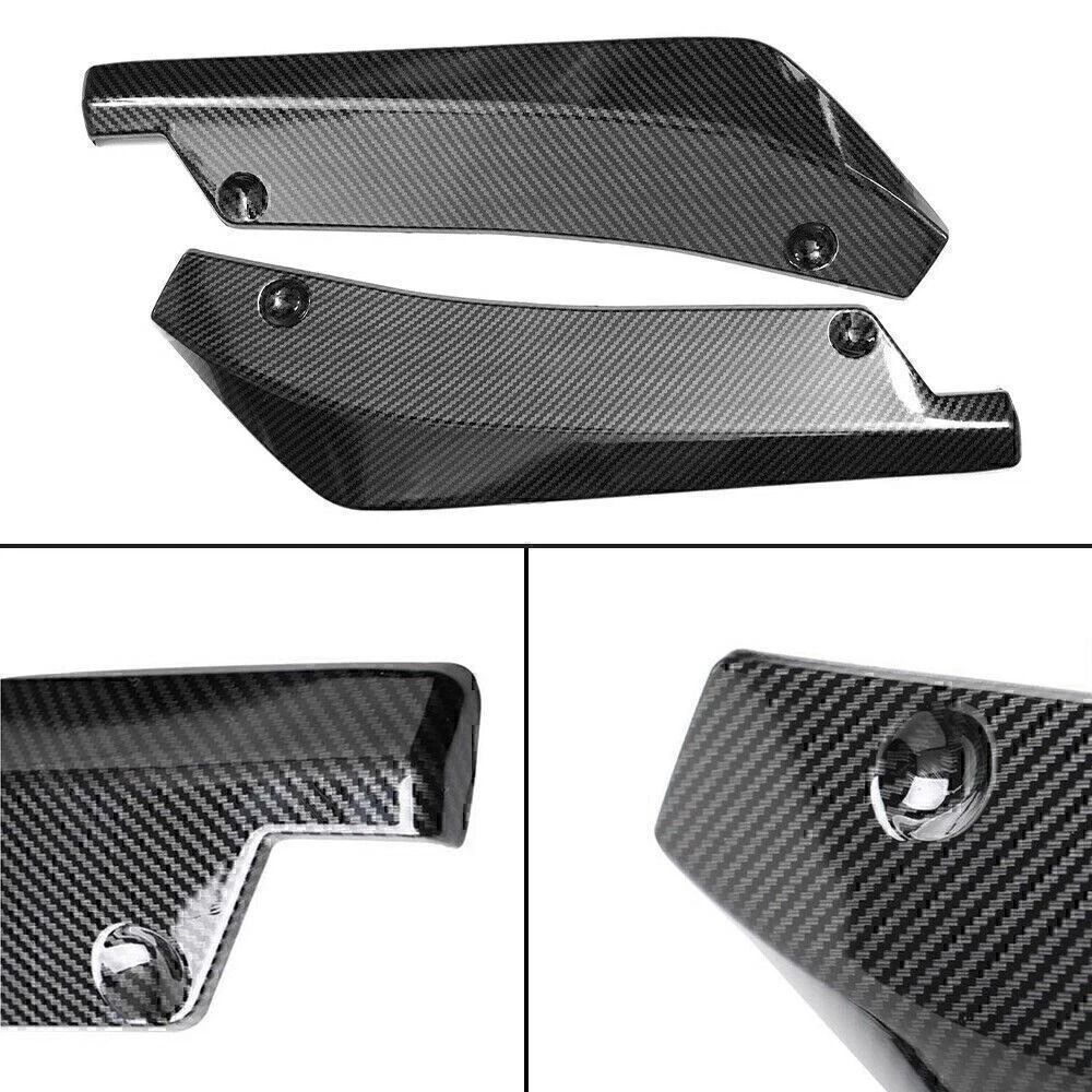 Universal Rear Bumper Diffuser Canards Carbon Fiber Style Splitter Protectors For Dodge And More 7