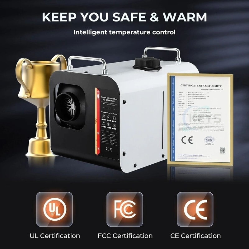 Diesel Air Heater With Bluetooth App LCD Display And Adapter For RV Car Indoor Use 4