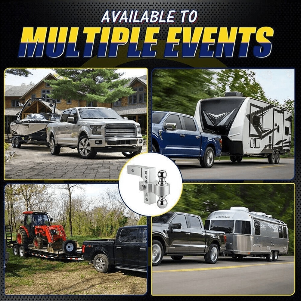 Adjustable Tow Hitch Dual Ball Mount For Receiver Drop Rise 7