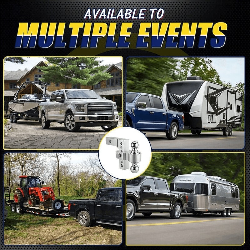 Adjustable Tow Hitch Dual Ball Mount For Receiver Drop Rise 7