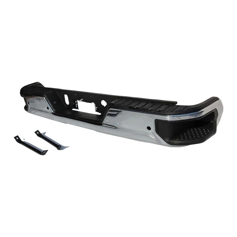 Chrome Rear Bumper Assembly For Sierra Silverado With Sensors 4