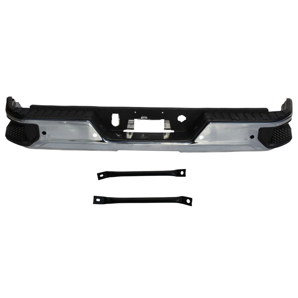 Chrome Rear Bumper Assembly For Sierra Silverado With Sensors 0