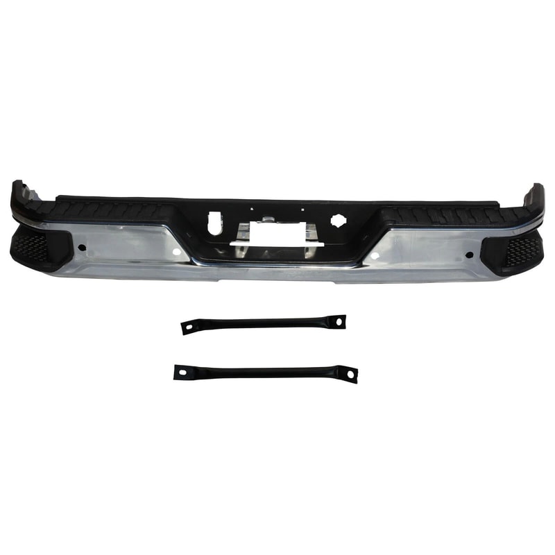 Chrome Rear Bumper Assembly For Sierra Silverado With Sensors 0