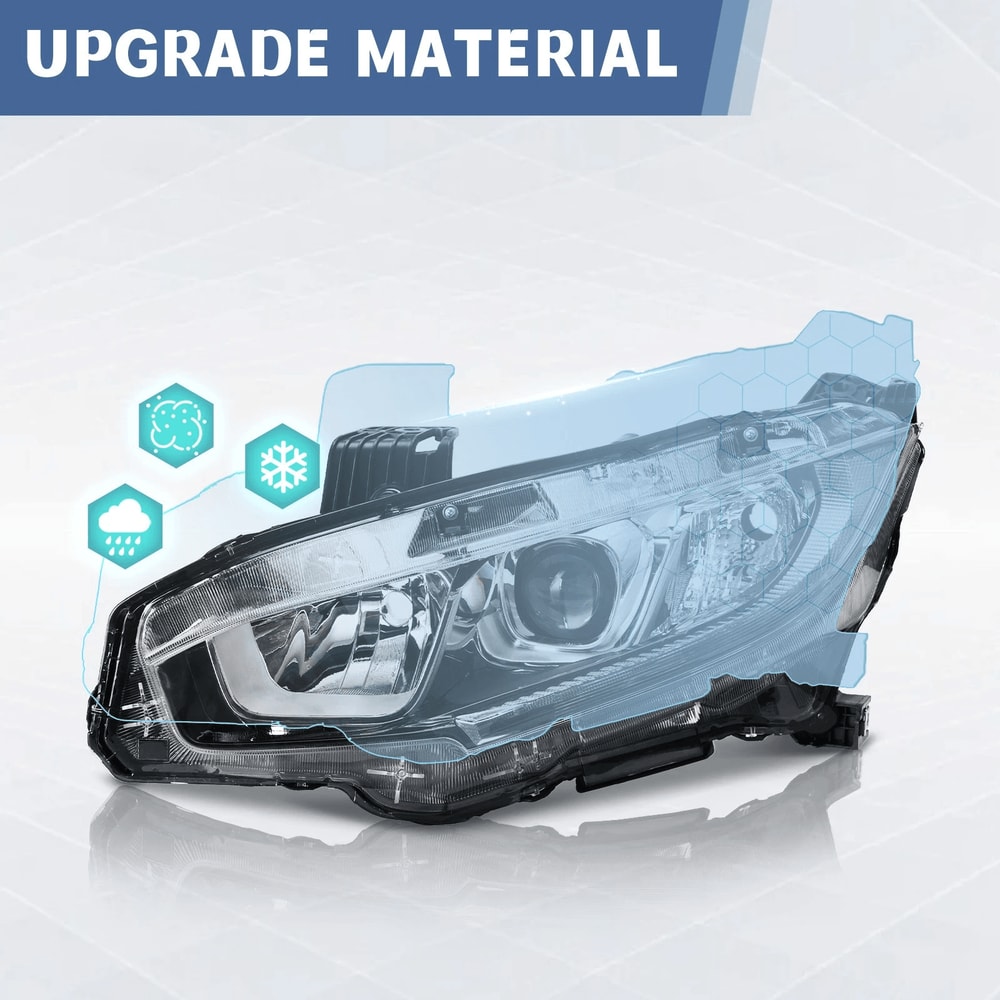 Projector Headlights Chrome Clear Set For Honda Civic LeftRight 3