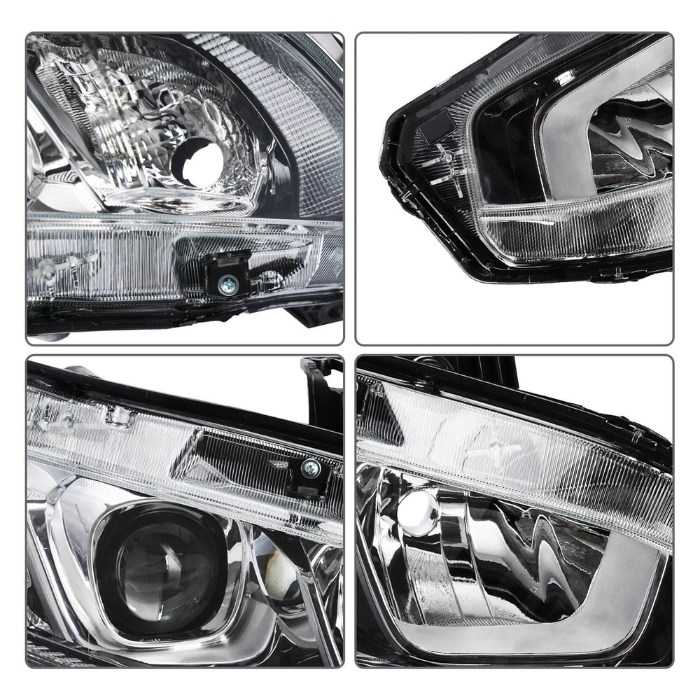 Projector Headlights Chrome Clear Set For Honda Civic LeftRight 5