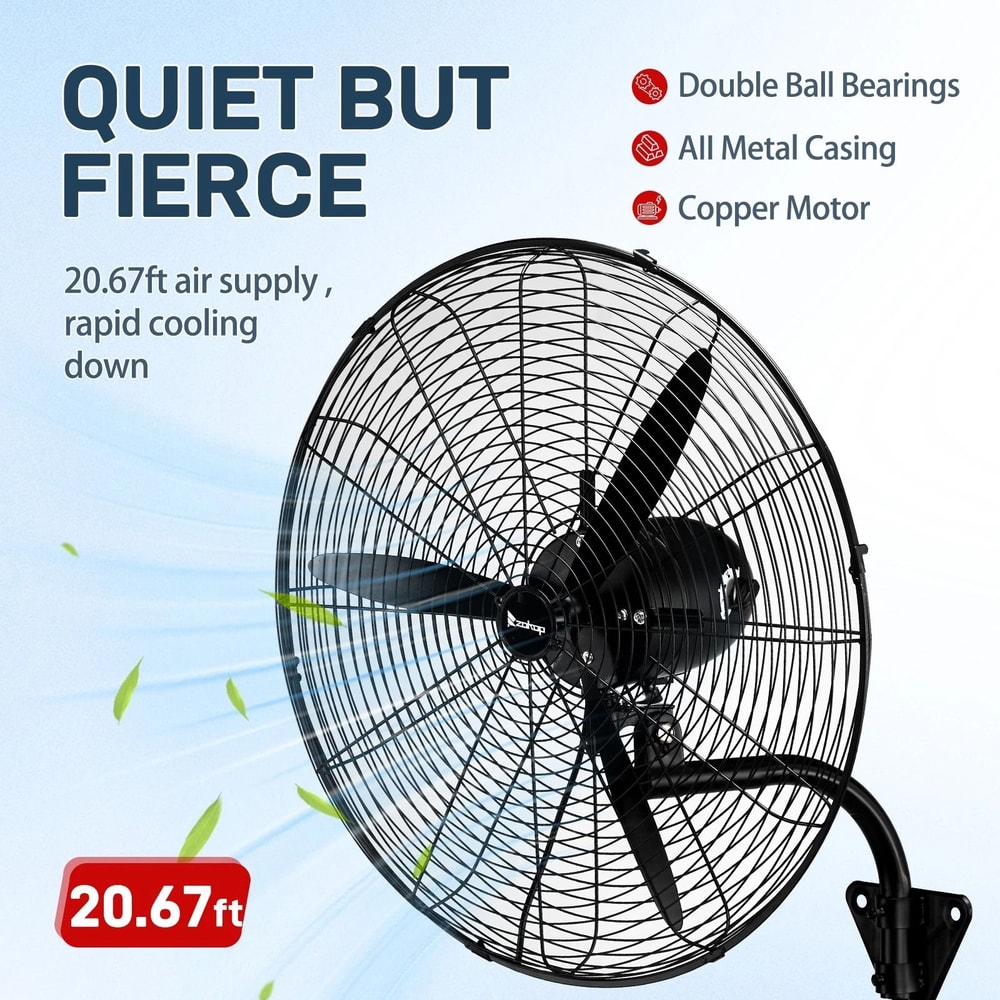 Oscillating High Velocity Industrial Wall Mounted Fan Heavy Duty Black 9