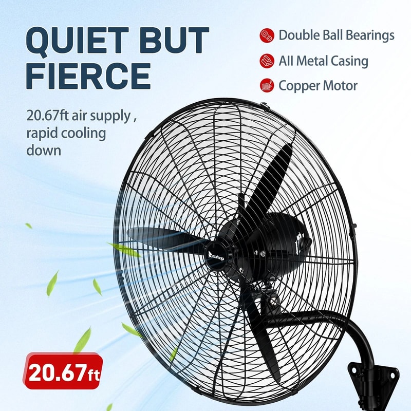 Oscillating High Velocity Industrial Wall Mounted Fan Heavy Duty Black 9