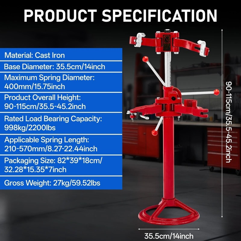 Auto Spring Compressor Hand Operated Strut Removal Tool Vehicle Repair Equipment Red 5