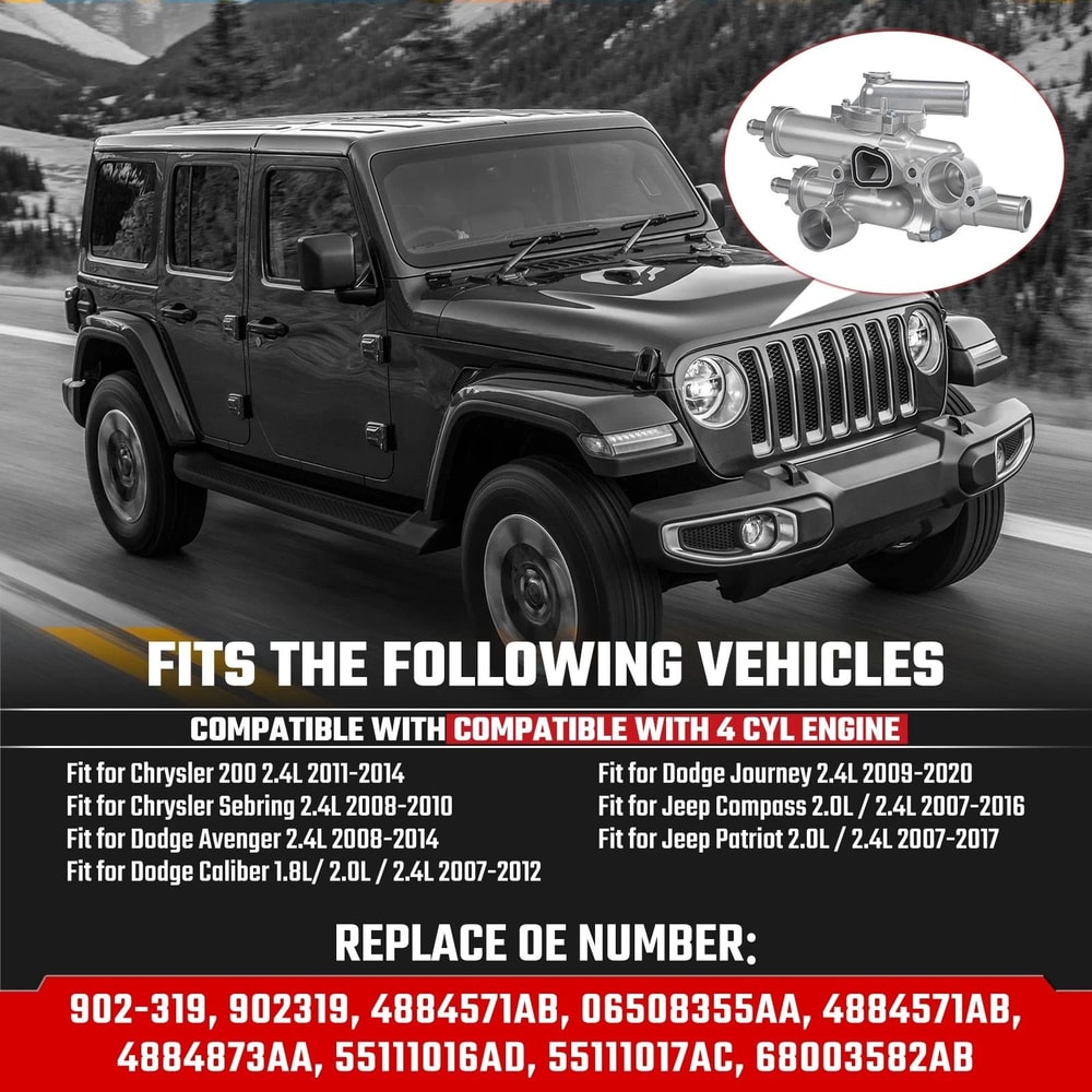 Upgraded Aluminum Thermostat Housing Assembly For Dodge Caliber Journey Compass Patriot 12