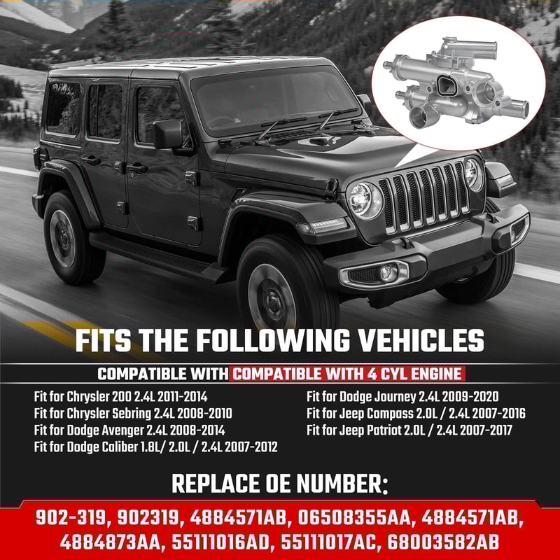 Upgraded Aluminum Thermostat Housing Assembly For Dodge Caliber Journey Compass Patriot 12