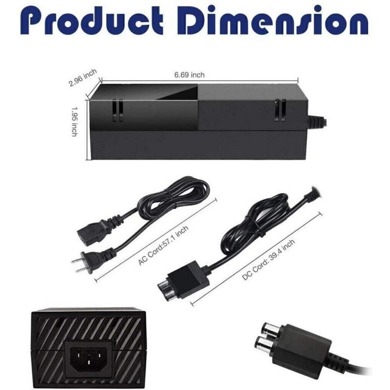 Replacement Xbox One Power Supply With Cord AC Adapter For Original Console 8
