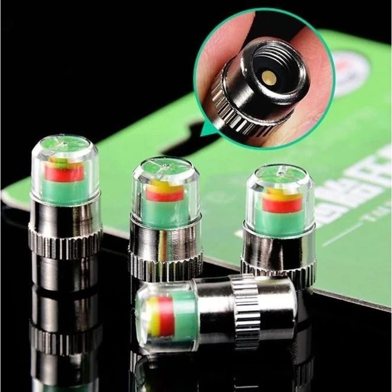 Tire Pressure Monitor Valve Caps 3 Color Alert TPMS Valve Caps For Safer Daily Driving 0