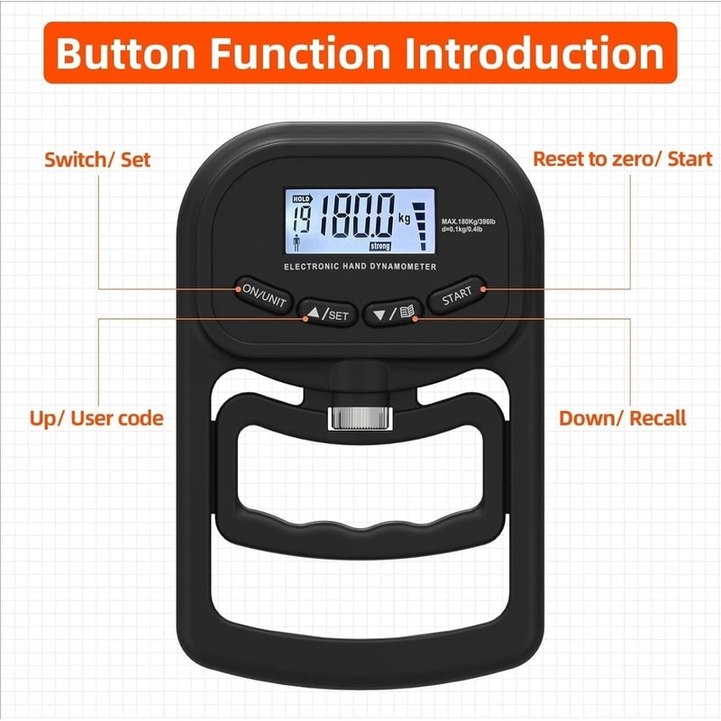 Grip Strength Tester Trainer Dynamometer Handgrip Measurer Meter 4