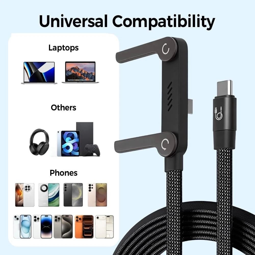 USB C Charger Cable With Stand Braided Fast Charging Cord 1