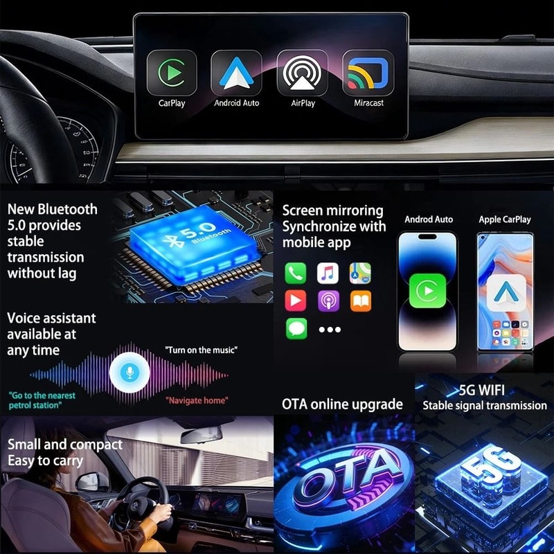 Wireless CarPlay Adapter With Android Auto AirPlay And Miracast 11