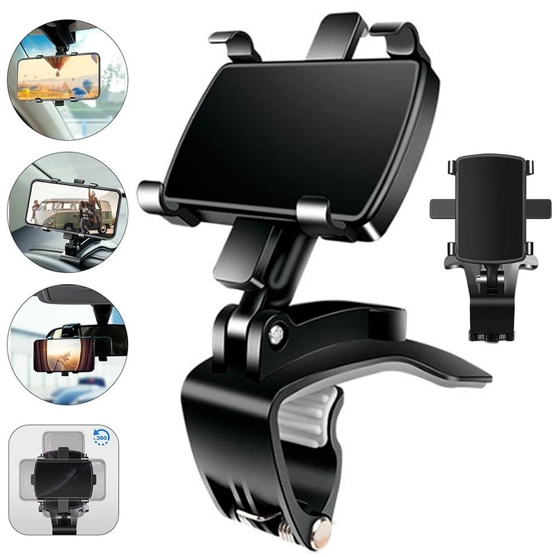 Car Phone Holder For Dashboard Clip On Sun Visor Mount Mobile GPS Stand 9