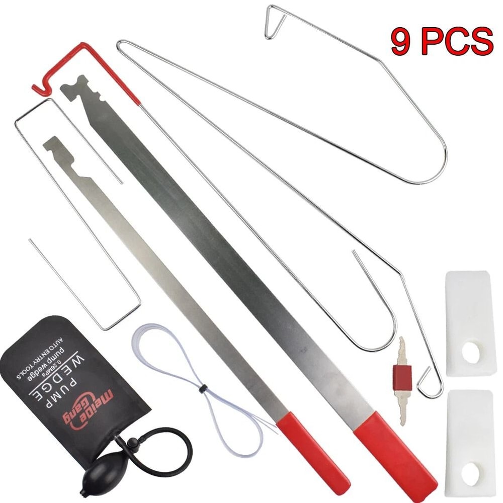 Universal Car Lockout Kit With Air Wedge Pump And Long Reach Tool Set 7